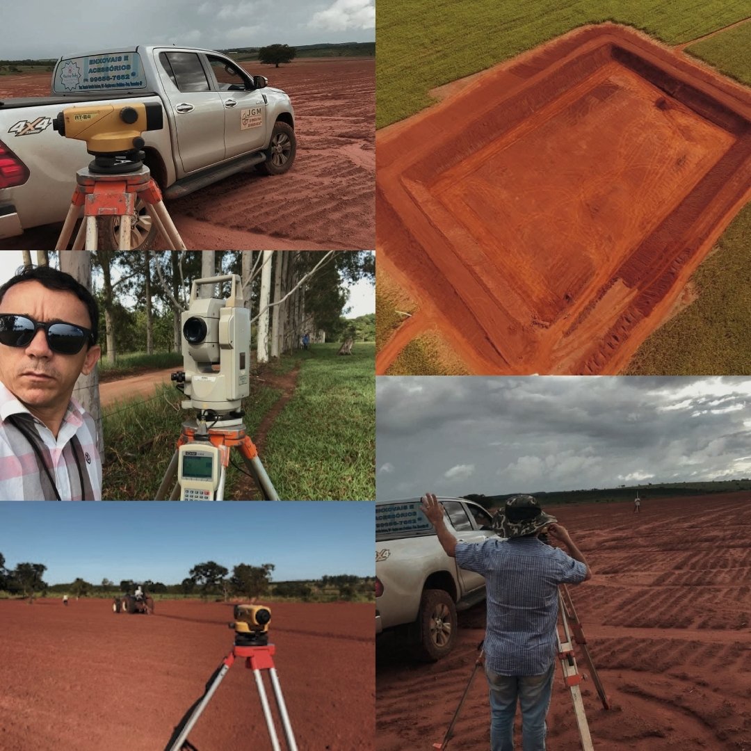 Equipe da JGM em campo — equipamentos de topografia, drone e levantamentos em propriedades rurais